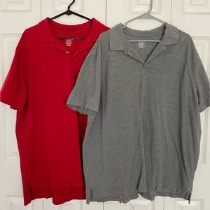 🖤 Merona | Bundle of 2 Men’s XXL Short Sleeve Polo Shirts in Red & Gray | EUC